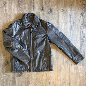 Eddie Bauer Black Buffalo Leather Jacket
